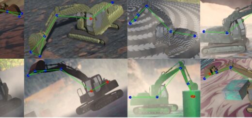 Representative examples from synthetically generated datasets, showing various lighting conditions, texture patterns, simulated dust, occluding objects, and self-occluded keypoints.